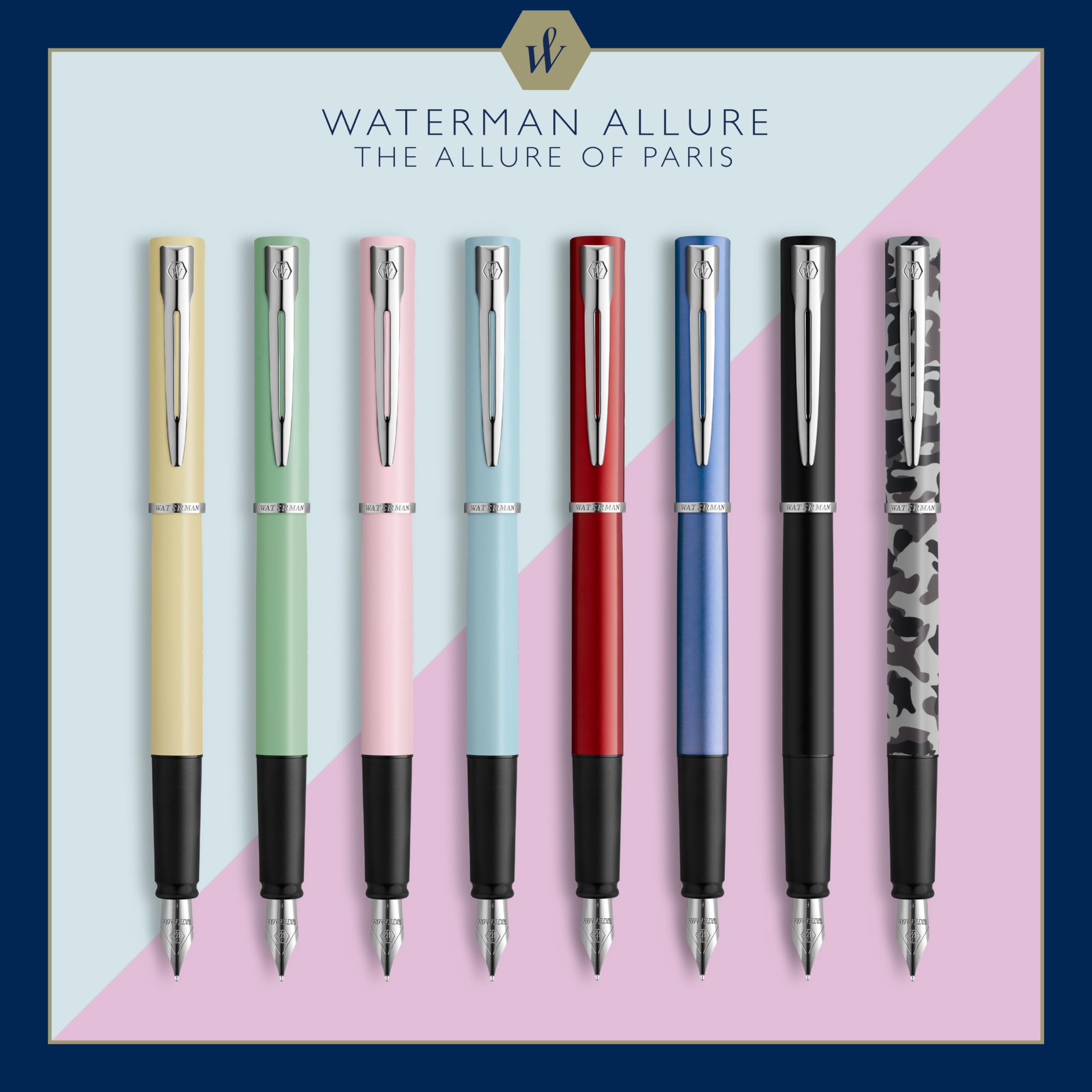Amazon | Waterman® Allure 万年筆 細字 0.5mm 迷彩バレル ブルー